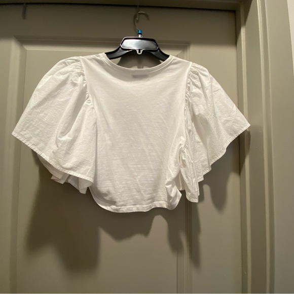 Zara White Flared Sleeve Blouse - Picture 3 of 3